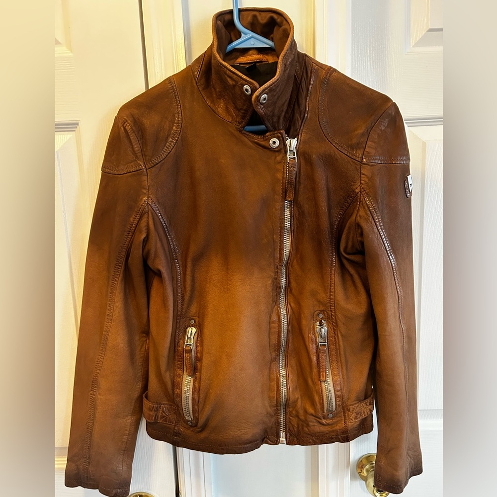 Authentic Distressed Leather Biker Jacket - image 7